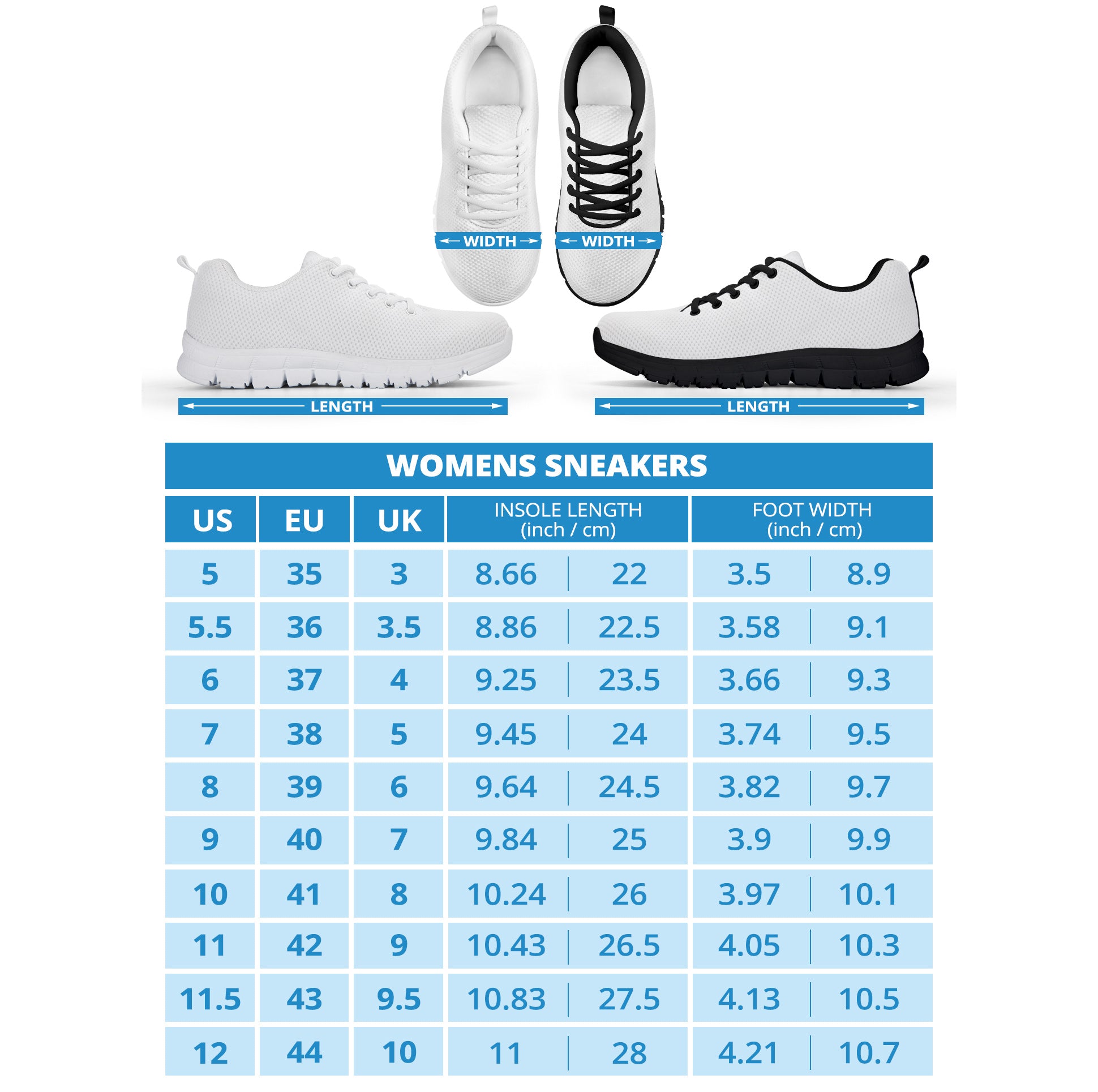Size Chart - Running Shoes | Designs by MyUtopia Shout Out