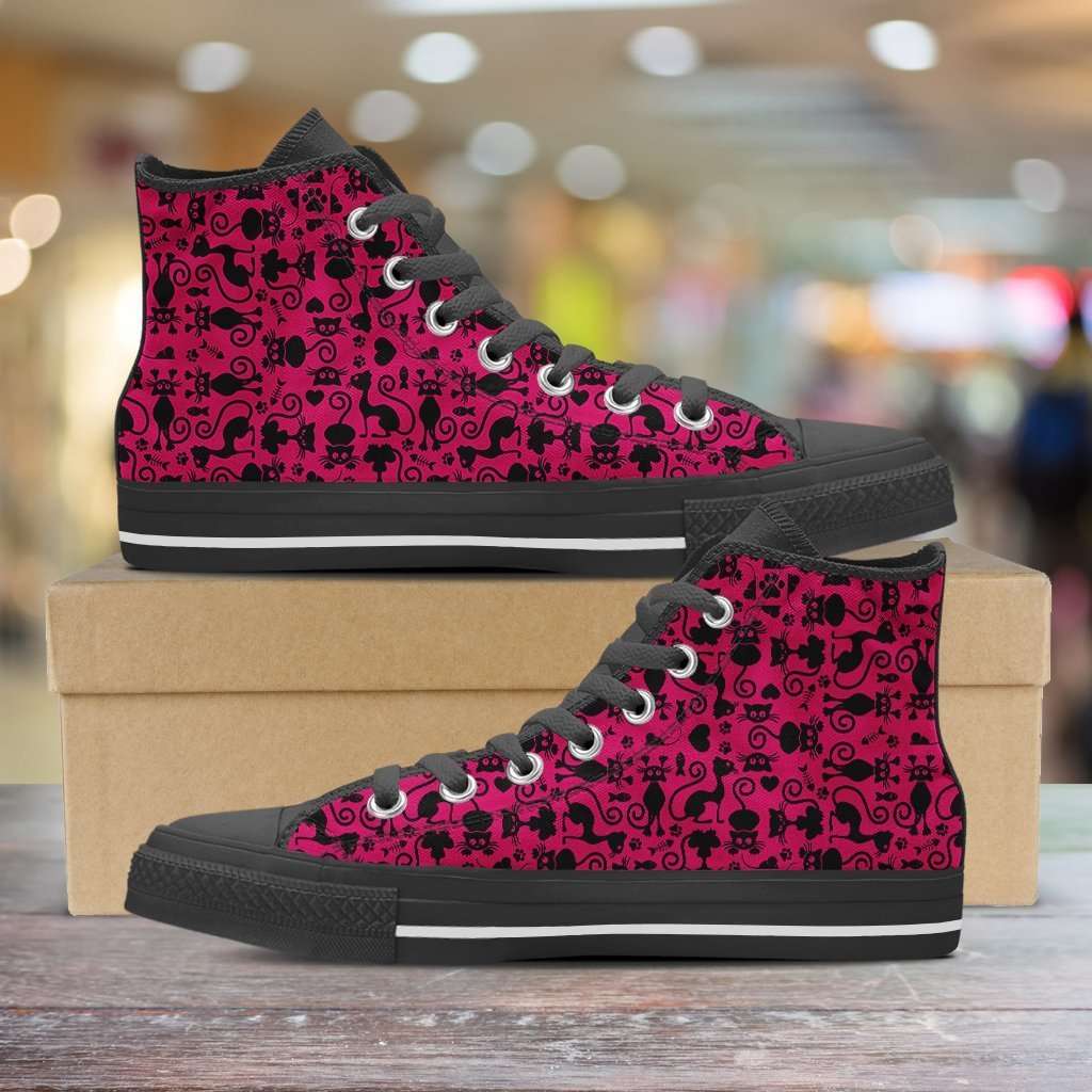 pink and black high tops