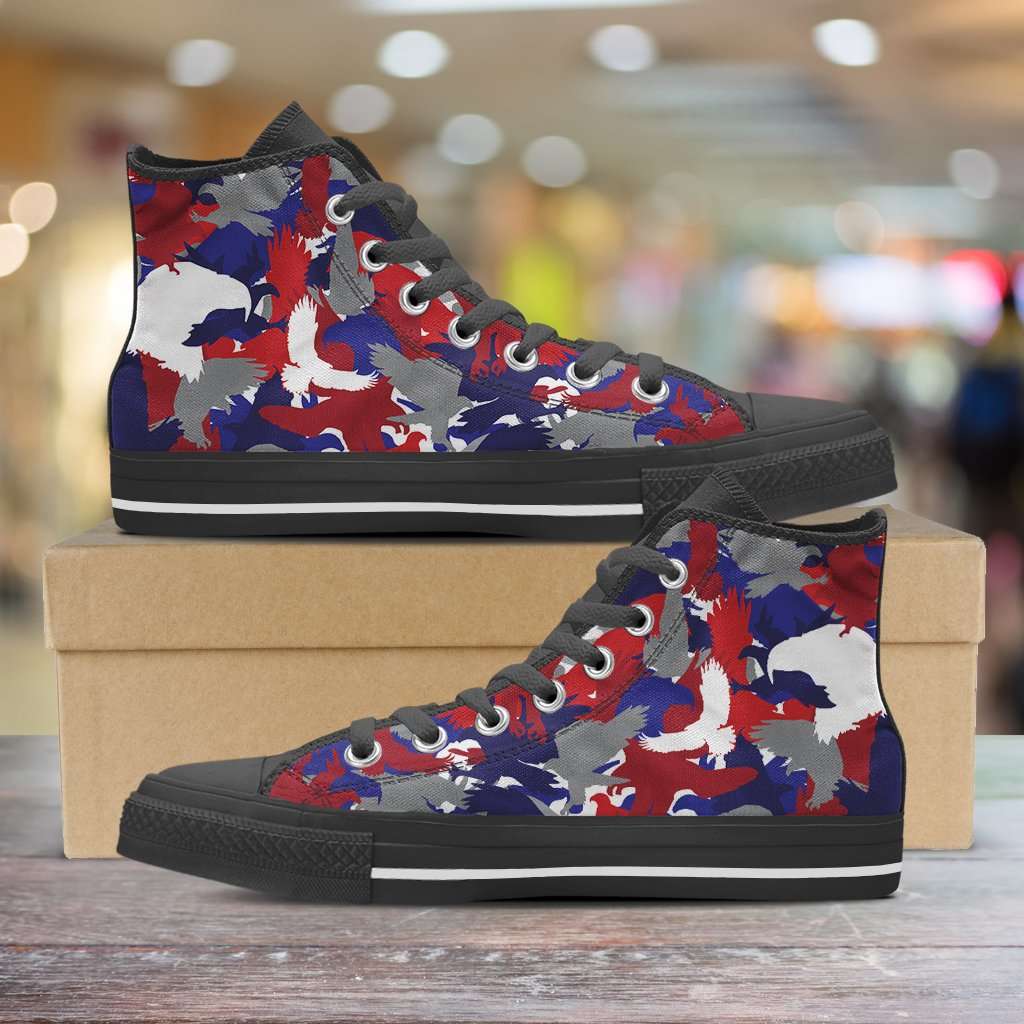 red white and blue canvas shoes