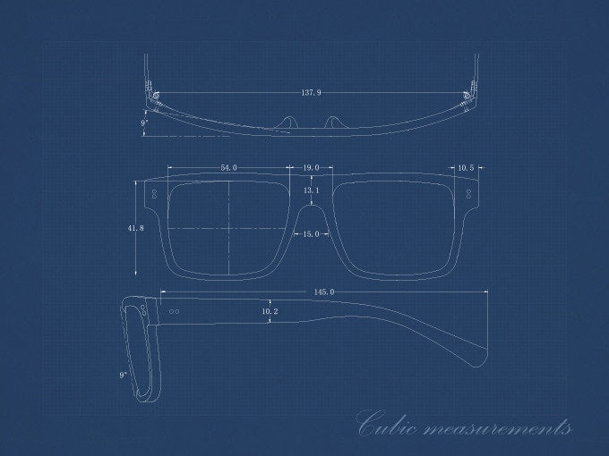 Size of our Cubic model sunglasses.
