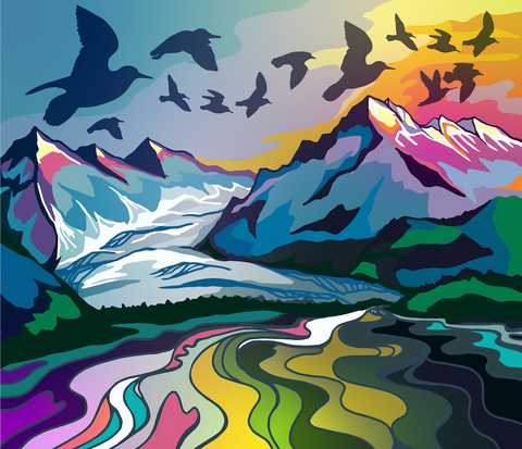 Sheridan Glacier Cordova Illustration