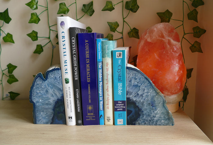agate bookends holding best crystal books