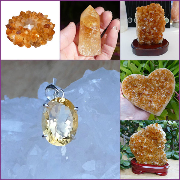 citrine crystal clusters hearts candle holders