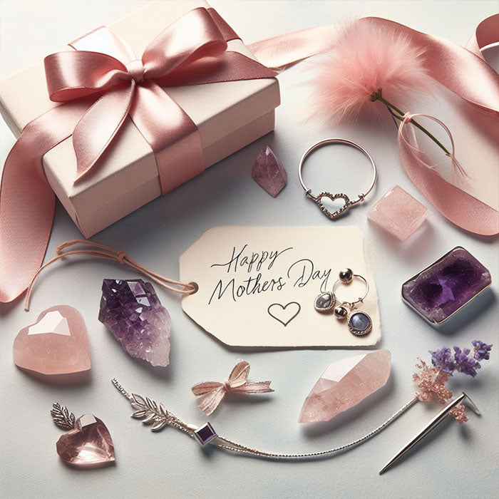 mothers day crystal gift ideas amethyst rose quartz jewellery