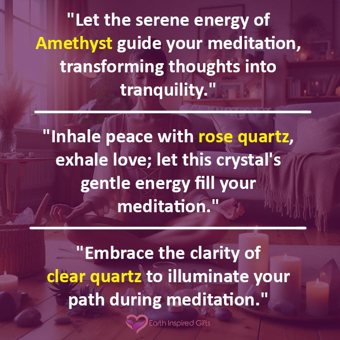 meditation quotes with crystals amethyst rose quartz