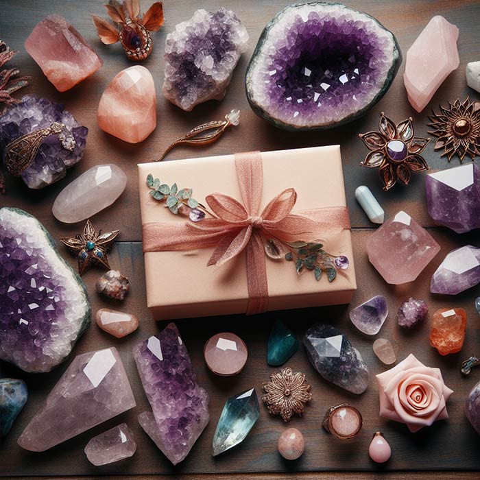 spiritual crystal gifts amethyst rose quartz