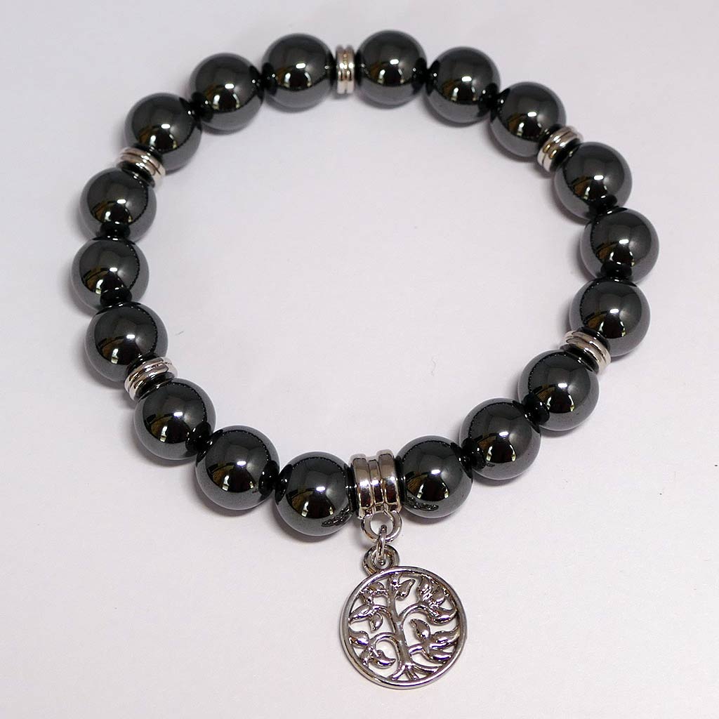 Hematite Bracelet with Tree of Life Charm - Earth Inspired Gifts