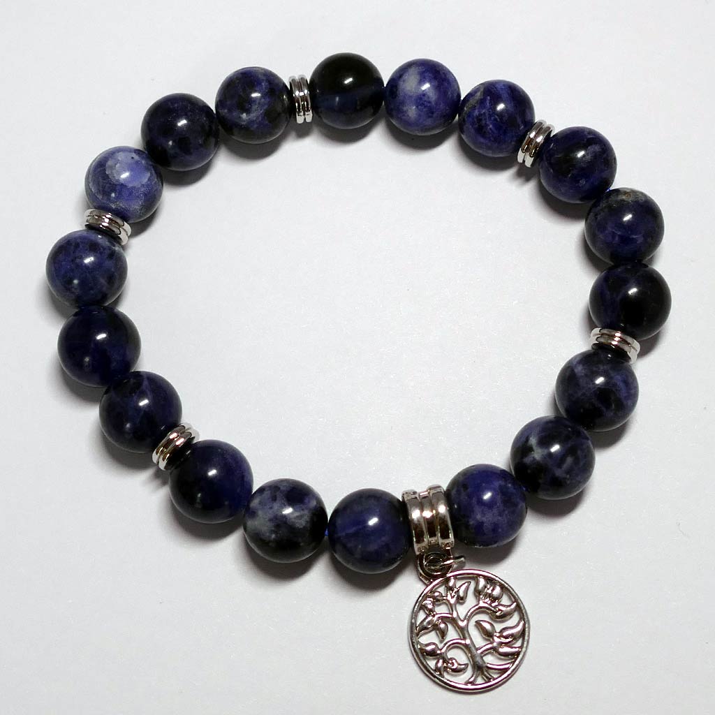 Sodalite Bracelet Tree of Life Charm 10mm - Earth Inspired Gifts