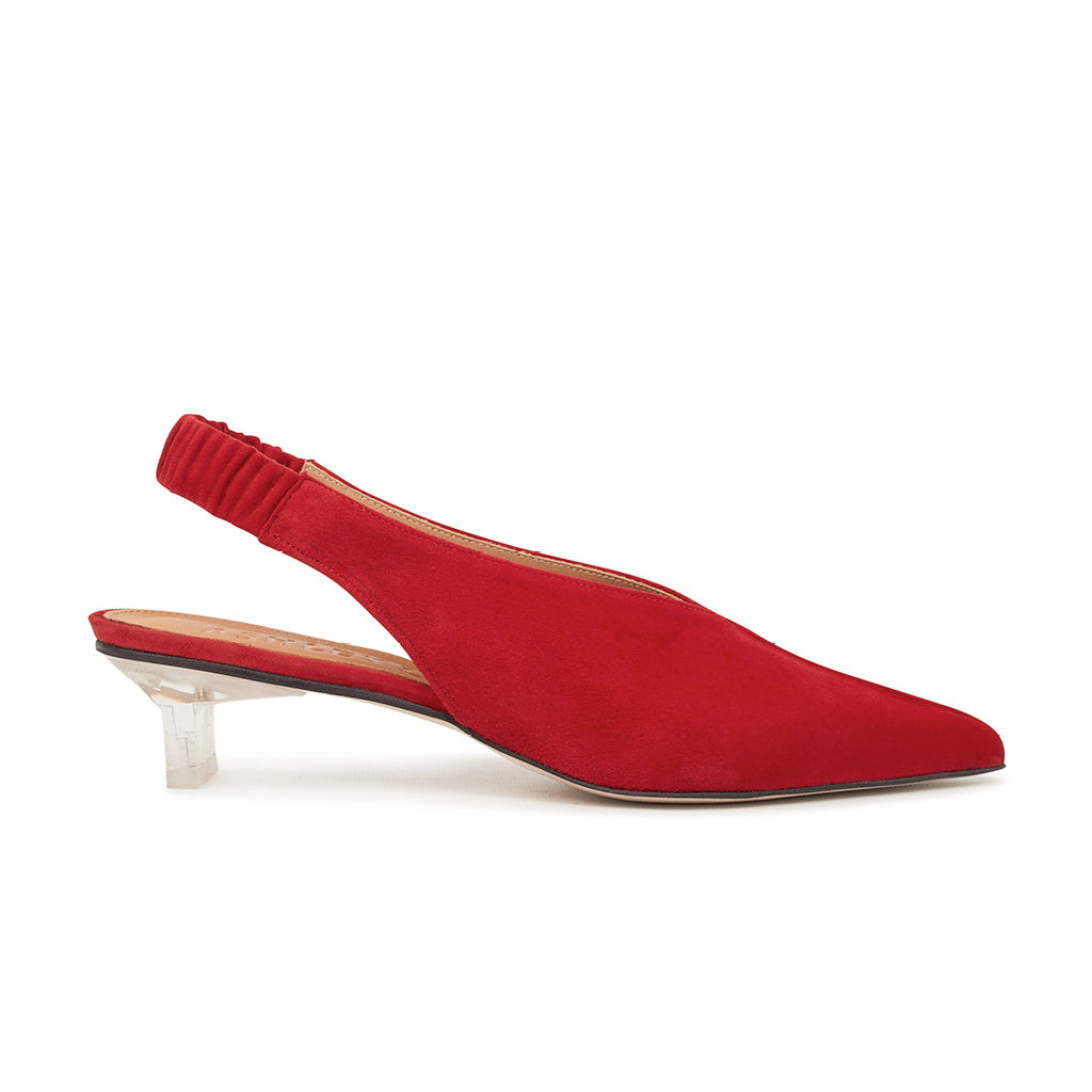 red suede slingback shoes