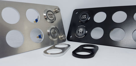 Aluminium billet button switch panels laser cut