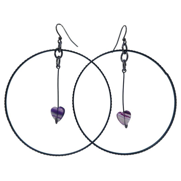 Fluorite Heart Hoop Earrings