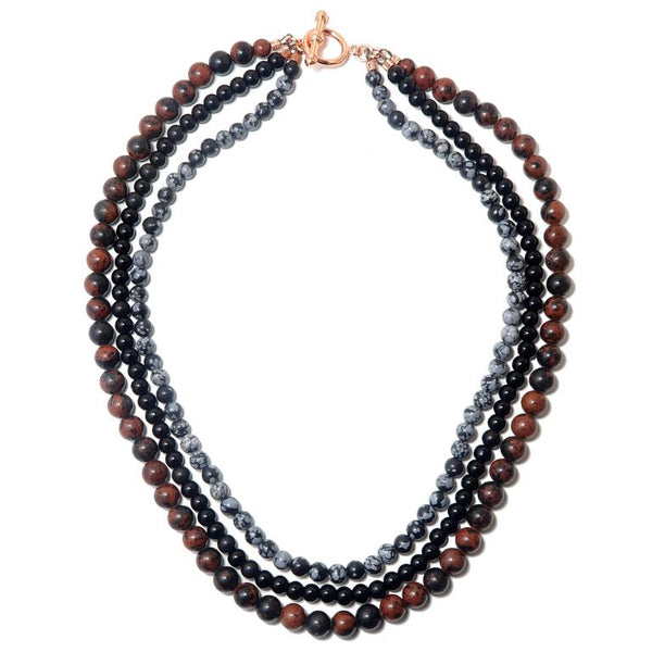 Multi-strand Obsidian Necklace