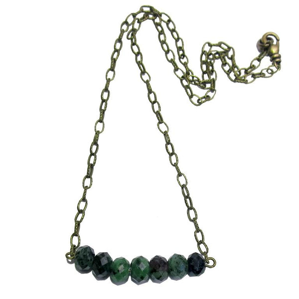 Ruby Zoisite Chain Necklace