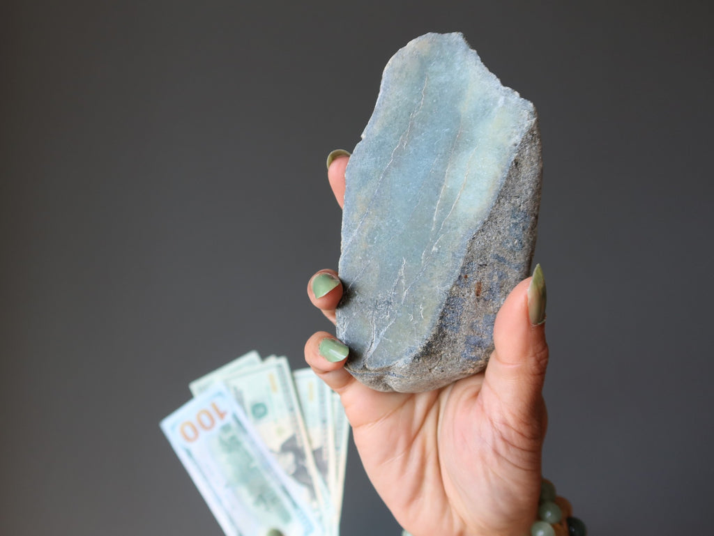 jade slab and money