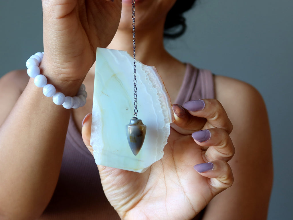 agate pyramid, slab, blue lace agate bracelet