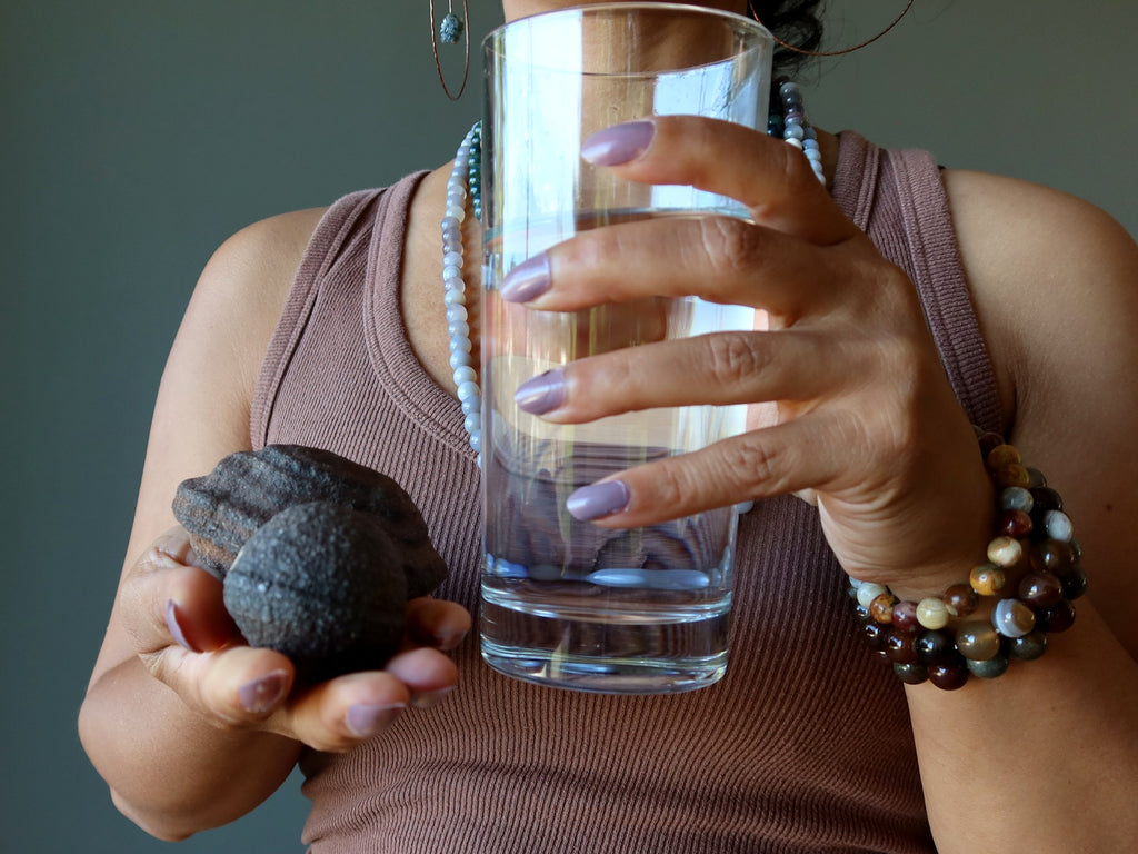 grounding with water and moqui marbles