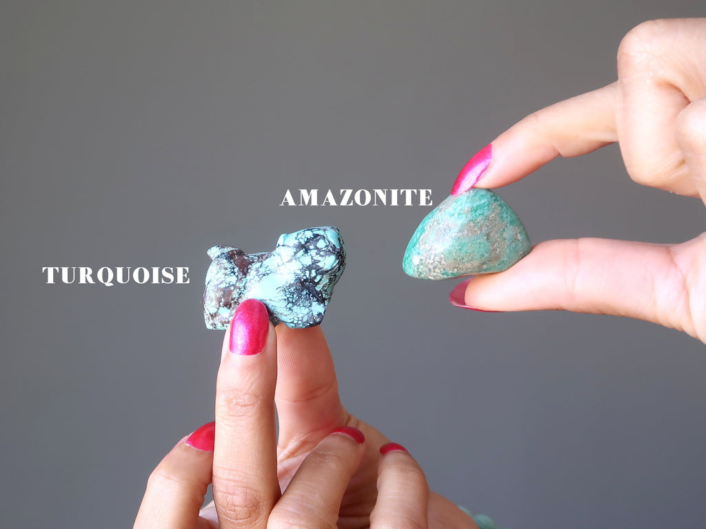 turquoise vs amazonite stones - satin crystals meanings