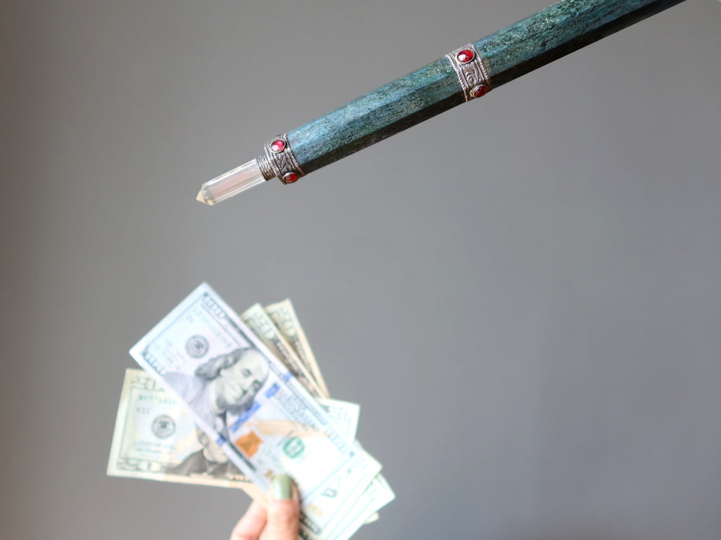 aventurine wand and cash