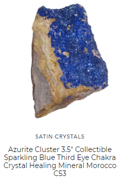 blue azurite natural cluster for healing by satin crystals