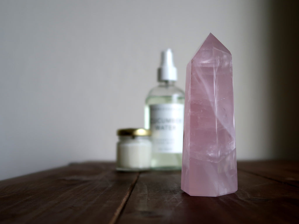 rose quartz tower - crystals for better sleep - Satin Crystals Blog