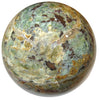 natural green and yellow chrysoprase stone sphere - satin crystals meanings