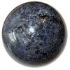 dark denim blue dumortierite stone sphere - satin crystals meanings