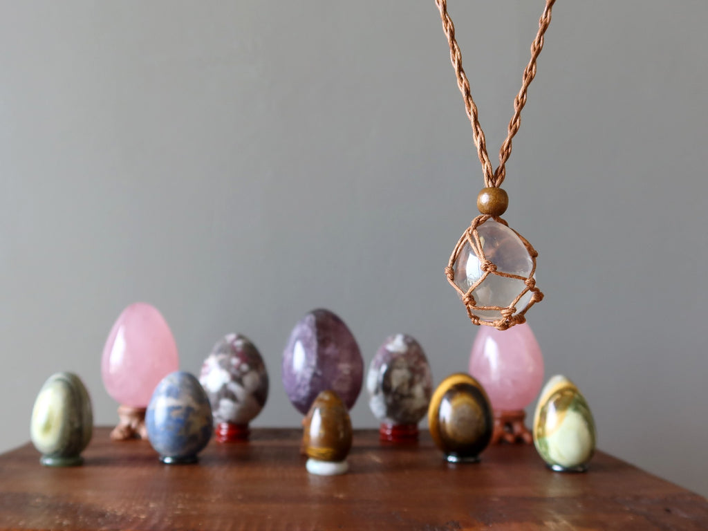 crystal eggs and necklace