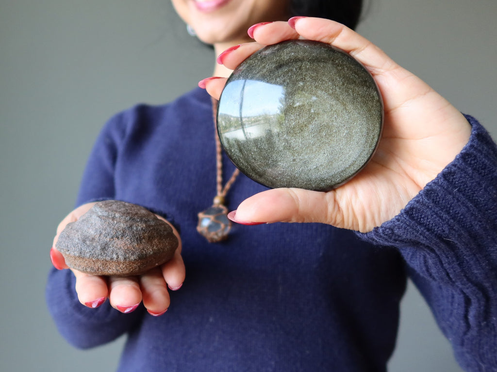 moqui marble and sheen obsidian stones