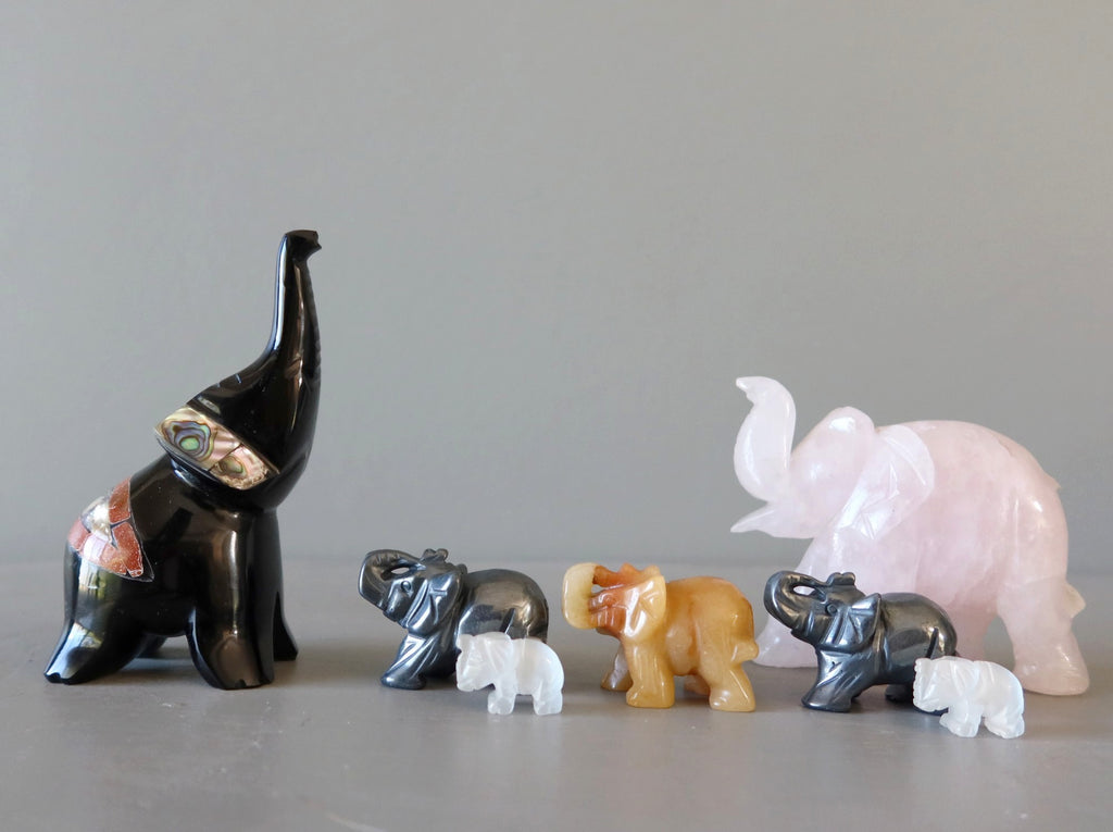 elephant gemstone figurines