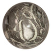 gray and white fossil stone sphere - satin crystals meanings