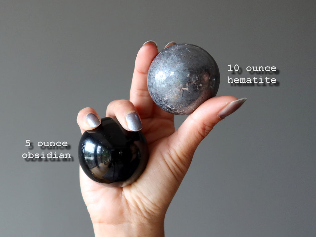 obsidian and hematite sphere