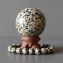 dalmatian jasper ball and bracelet