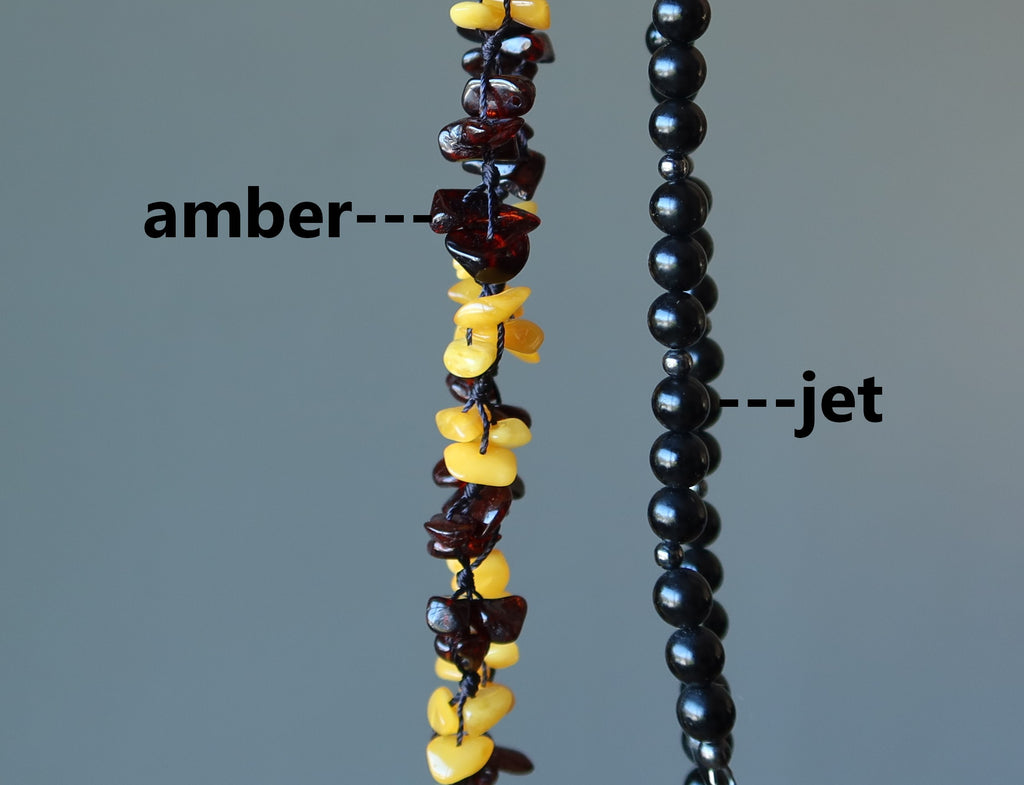 amber and jet beaded necklaces