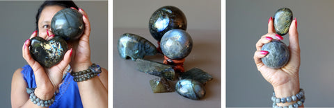 tryptic of labradorite images