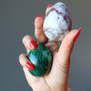 malachite and rubellite tourmaline eggs