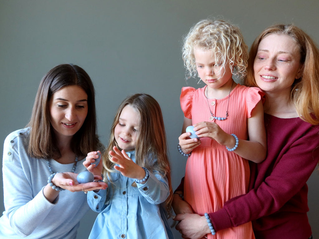 mothers and daughters with angelite crystals