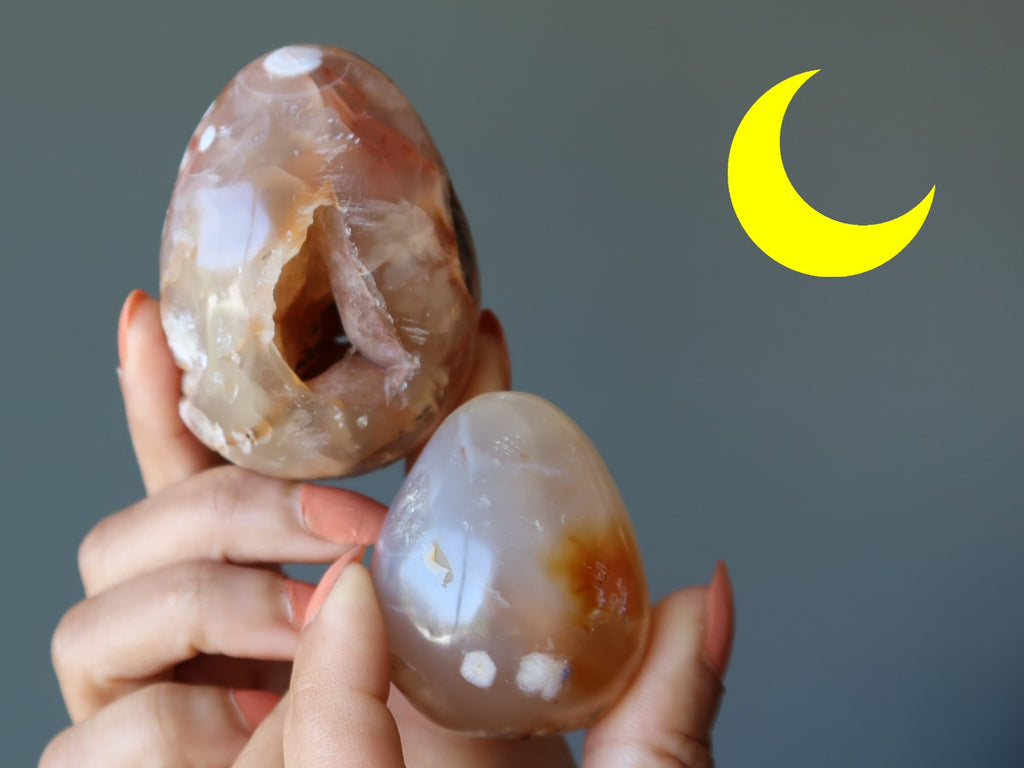 flower agate eggs under new moon