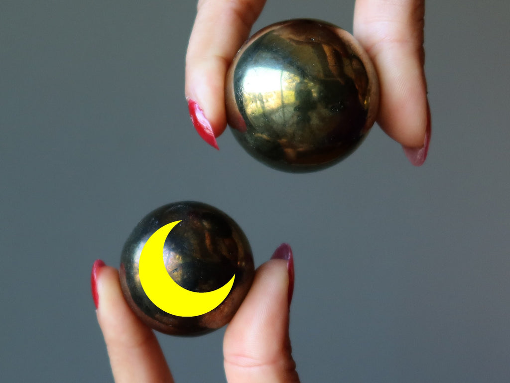 chalcopyrite spheres with new moon