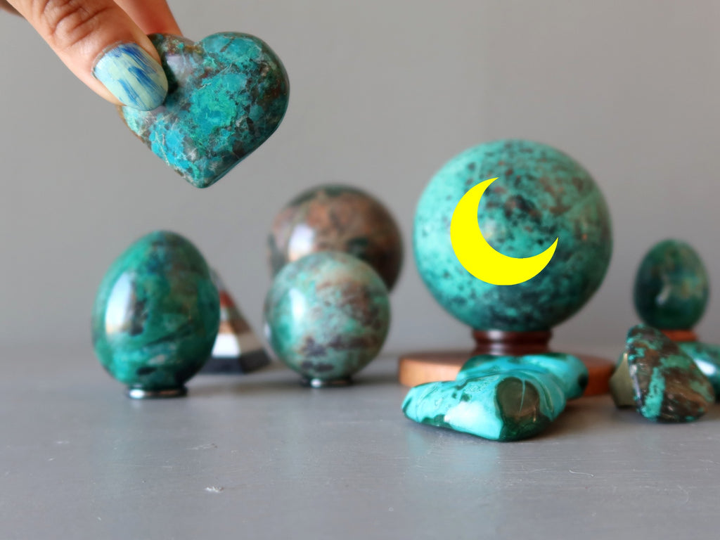 chrysocolla stones and new moon