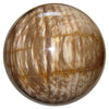 natural brown petrified stone sphere - satin crystals meanings