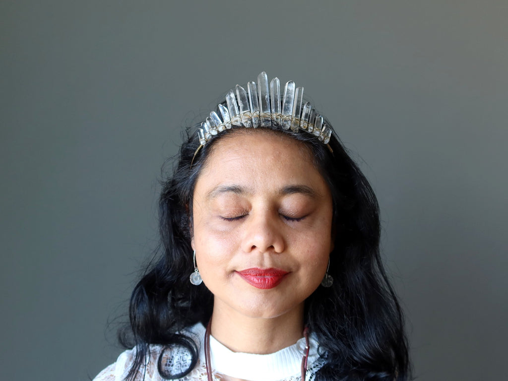 sheila of satin crystals wearing quartz crown