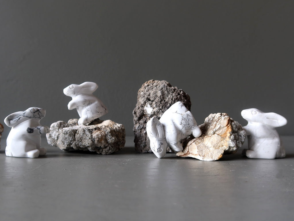howlite rabbit and raw stones