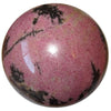 pink and black rhodonite sphere