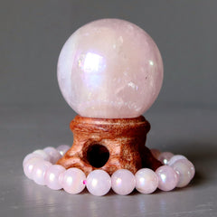 aura rose quartz ball and bracelet