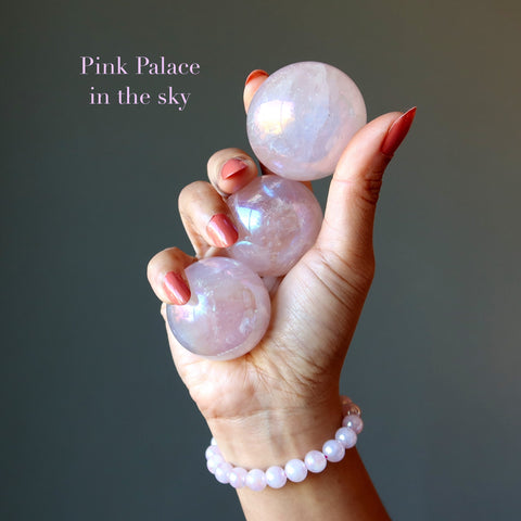 ball and bracelet aura rose quartz