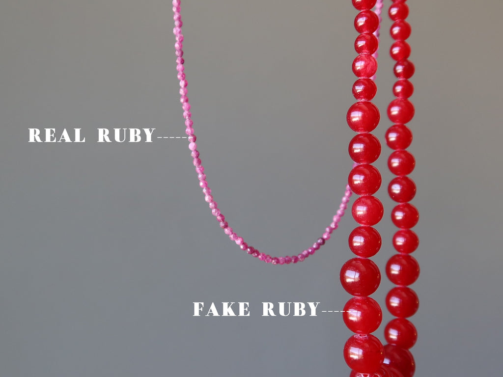 real ruby and fake ruby necklaces