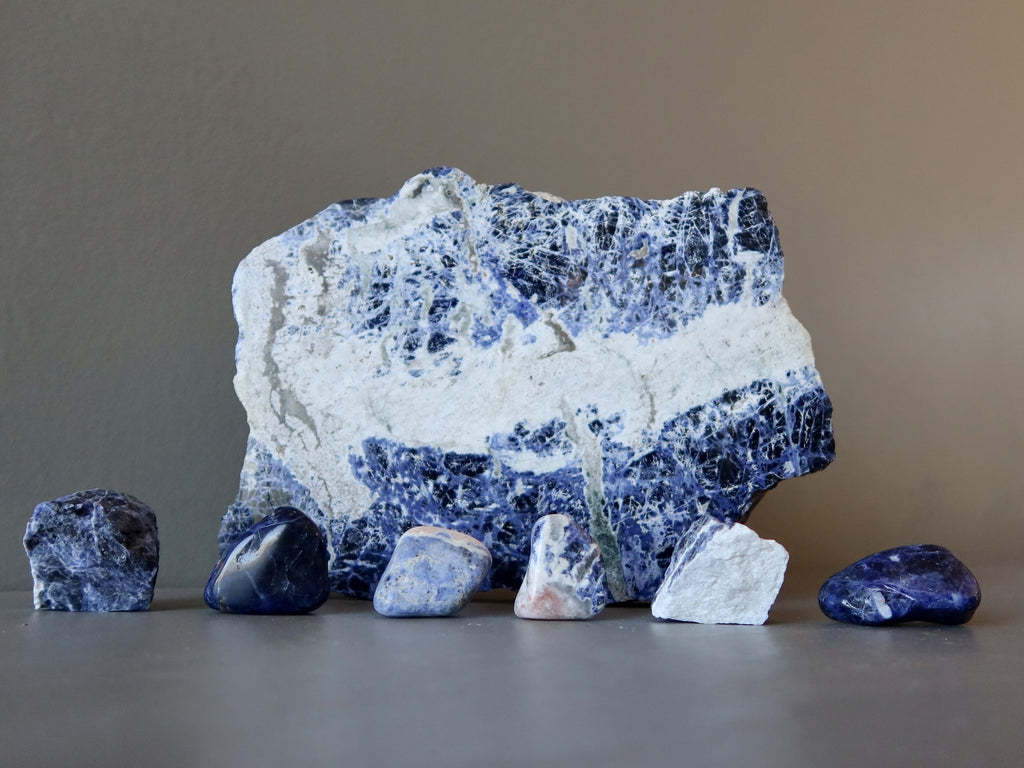 raw slab and nuggets of sodalite