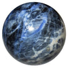 natural blue and white sodalite sphere - satin crystals meanings