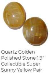 polished golden yellow quartz stones in a pair