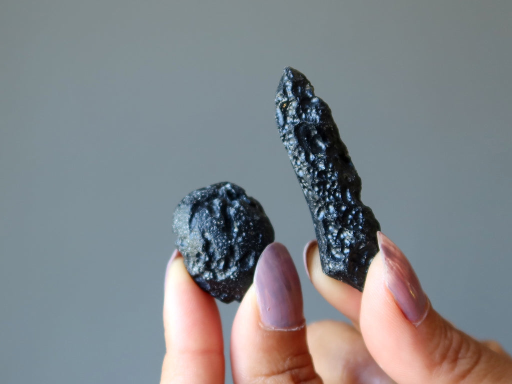 black tektite rocks